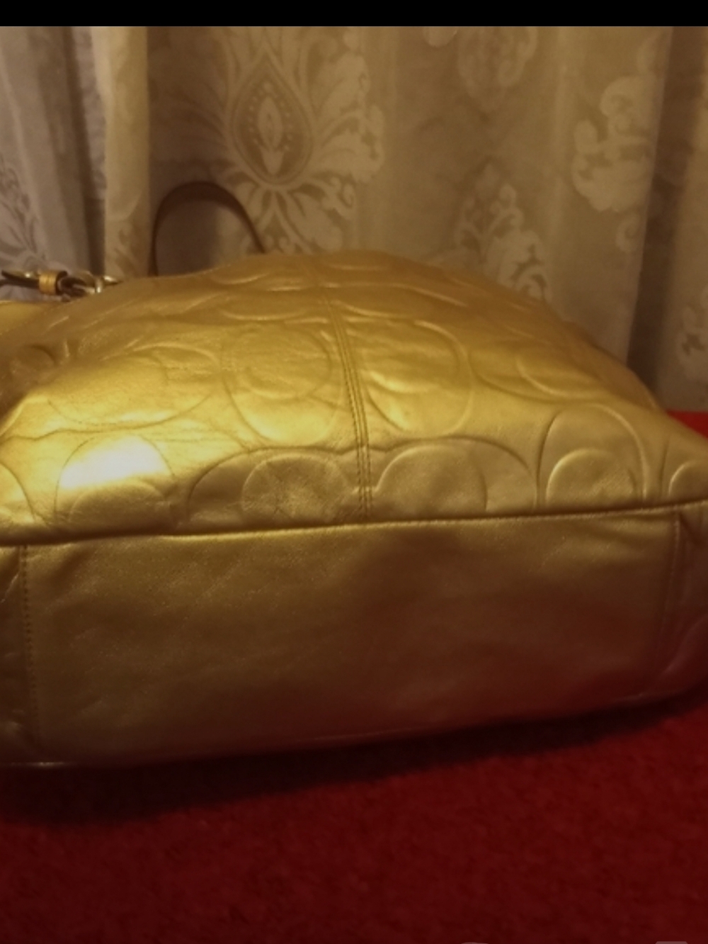 COACH Gold Leather Embossed Tote - Picture 7 of 8
